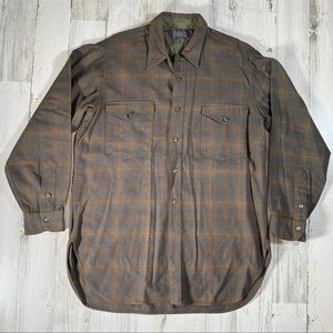 Vintage Pendleton Wool Flannel Shirt Mens Large 16 1/2 100% Virgin Wool USA